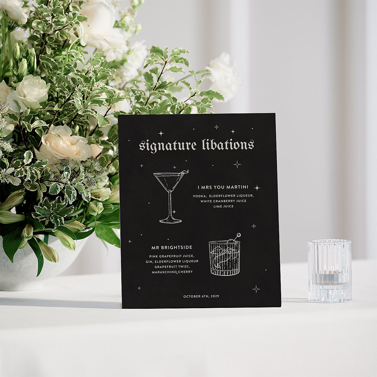 Moody Gothic Rose Bar Bended Tabletop Sign X-small Midnight Standard Plastic XS Tabletop Bar