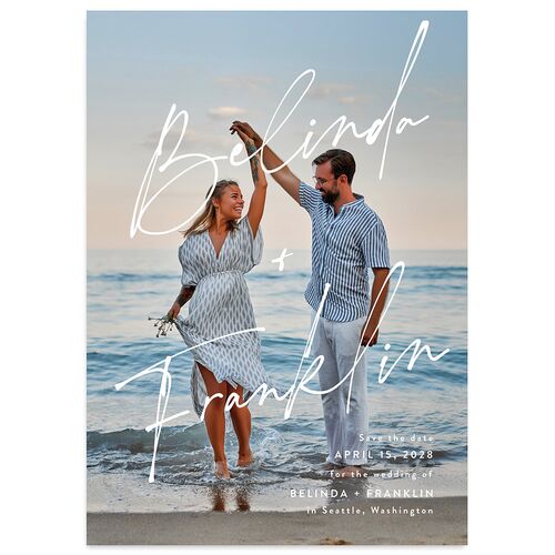 Names Save The Date Cards Shadow Gray Signature smooth Blank No