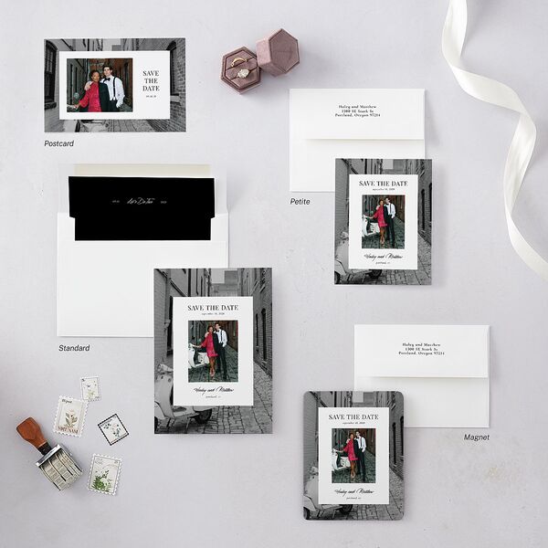 Limitless Photo Save the Date Petite Cards Pure White Signature smooth Blank No Standard