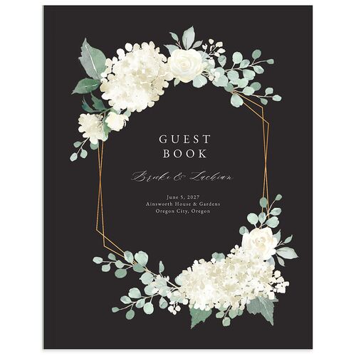 Elegant Hydrangea Wedding Guest Book Charcoal