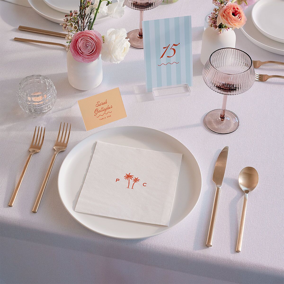 Cabana Stripes Luncheon Napkins Pastel Blue Napkin Uncoined