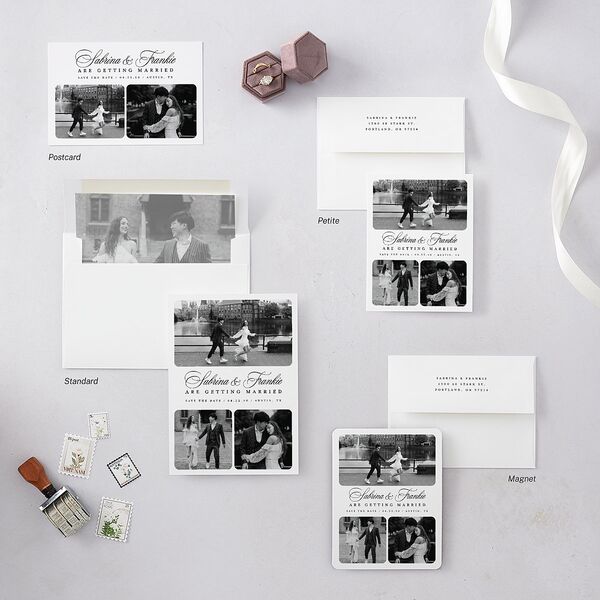 Modern Classic Picture Portrait Save the Date Postcards Pure White
