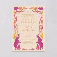 Indian Majestic Legacy Elephants Wedding Invitations Mulberry Signature Blank No Standard
