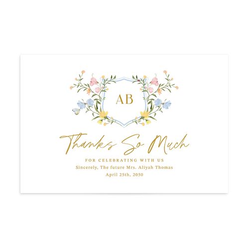 Fairytale Wildflower Crest Bridal Shower Thank You Postcards Daffodil
