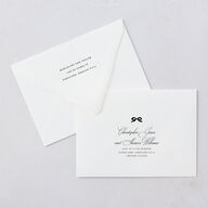 Classic Champagne with Bows Rehearsal Dinner Invitation Euro Envelopes White Pure White Both Recipient and Return Addresses Luxe Signature