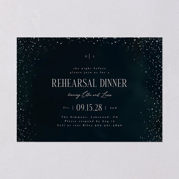 Sparkling Night Rehearsal Dinner Invitations Navy Signature Blank