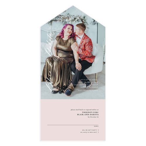 Vertical Names All-in-One Wedding Invitations Merlot Signature Light Both Recipient and Return Addresses No