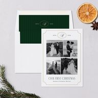 Elegant Monogram Greeting Holiday Cards Hunter Green Signature Blank Standard