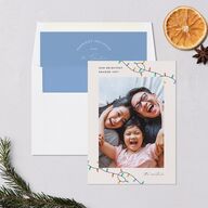Whimsical Drawn Holiday Lights Holiday Cards Sapphire Signature Blank Standard