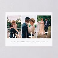 Triptych Photo Save the Date Cards Pure White Signature smooth Blank No Standard