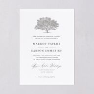 Southern Oak Tree Wedding Invitations Pure White Signature Blank No Standard