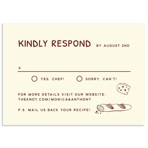Hand Drawn Recipe Wedding Response Cards Saddle Signature Standard
