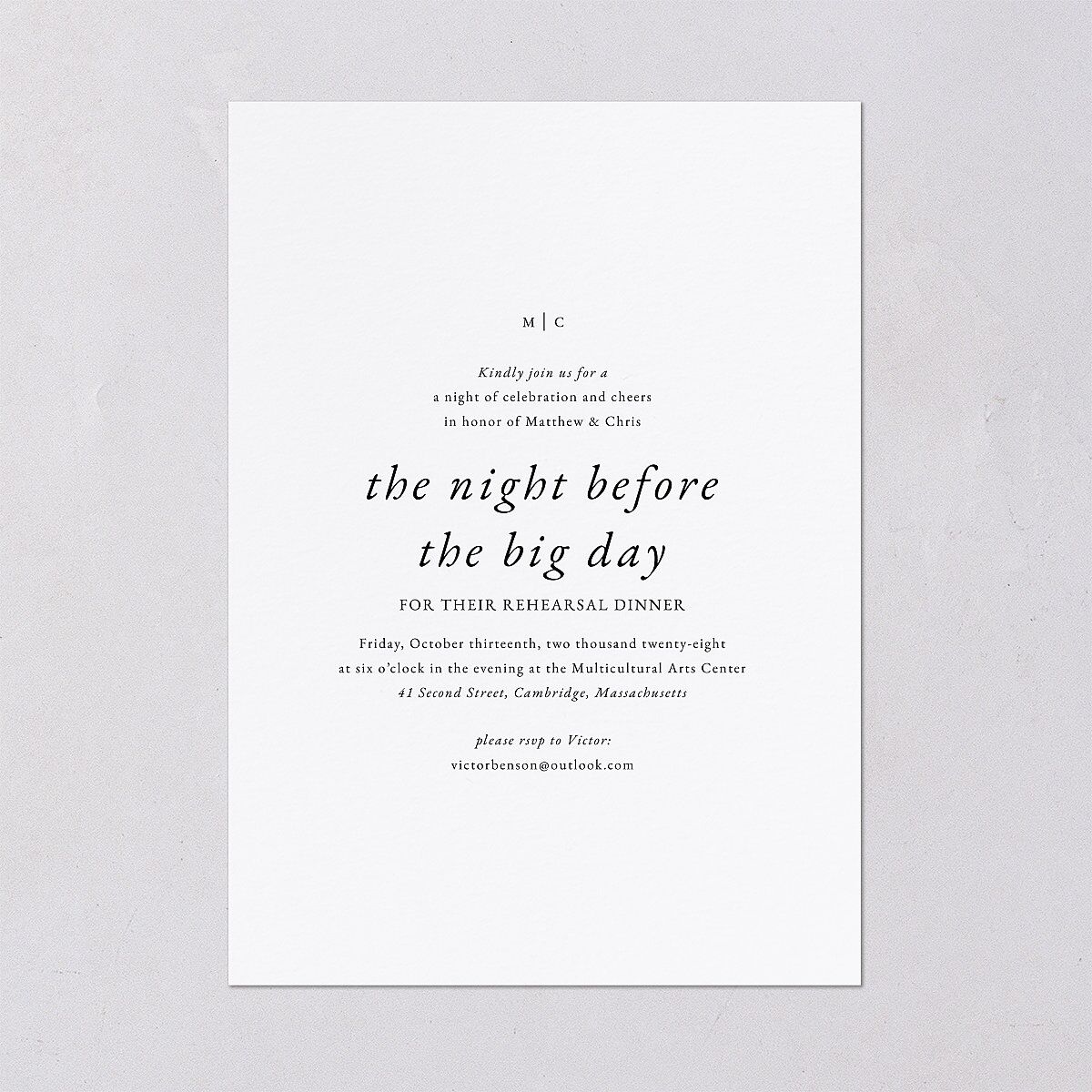 Classically Stated Rehearsal Dinner Invitations Pure White Signature Blank