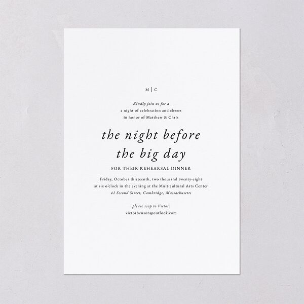 Classically Stated Rehearsal Dinner Invitations Pure White Signature Blank