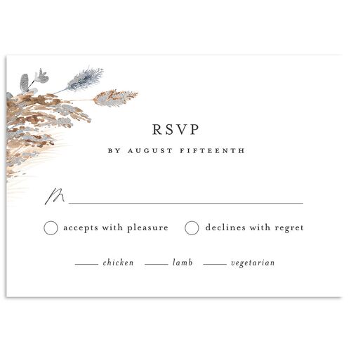 Soft Pampas Foil Wedding Response Cards Silver Dusty Blue Signature Standard
