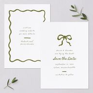 Dainty Bow Save the Date Cards Peridot Signature smooth Blank No Standard