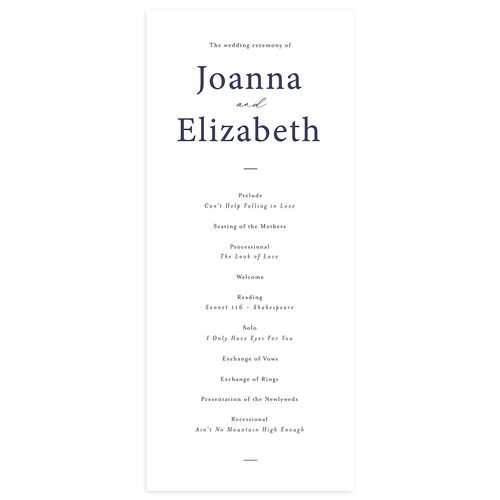 Refined Wedding Programs Sea Blue Signature