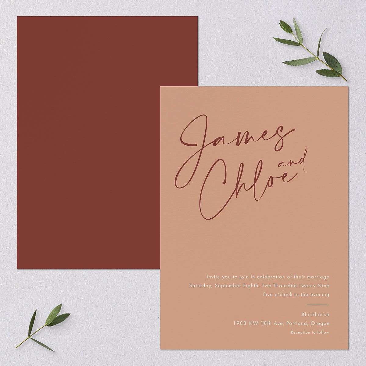 Simple Script Wedding Invitations Vintage Pink Signature Blank No Standard