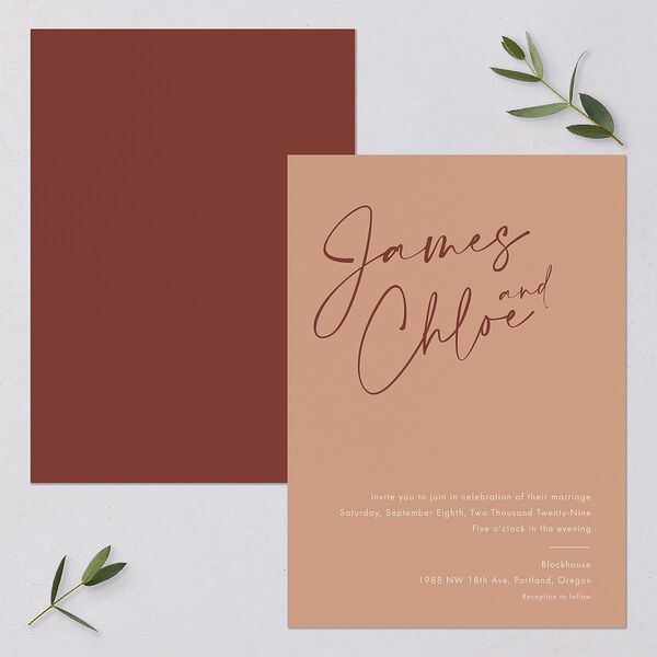 Simple Script Wedding Invitations Vintage Pink Signature Blank No Standard