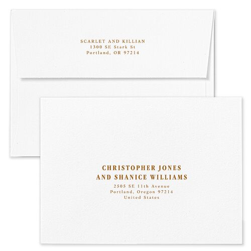 Elegant Minimalist Photo Save The Date Card Envelopes White Saddle Both Recipient and Return Addresses Signature Standard