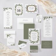 Eucalyptus Frame Wedding Invitations No Foil Pure White Signature Blank No Standard