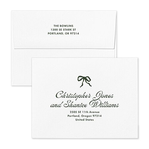 Retro Minimalist Photo Triad Thank You Card Envelopes White Scottish Green Both Recipient and Return Addresses Signature Standard