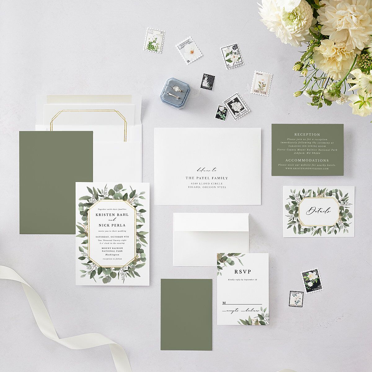 Eucalyptus Frame Wedding Invitations — view 5