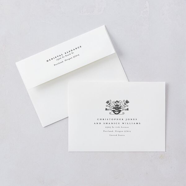 Medieval Elegance Wedding Invitations Gold Midnight Signature Blank No Standard