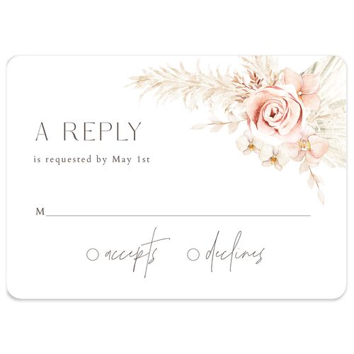 Pampas Floral Wedding Response Cards Snow Signature Rounded