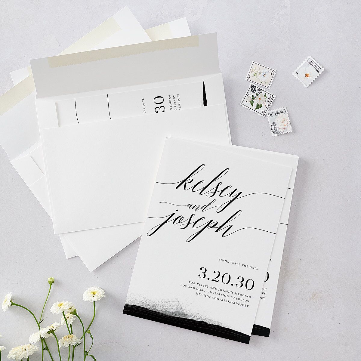 Painted Minimal Save The Date Cards Midnight Signature smooth Blank No Standard