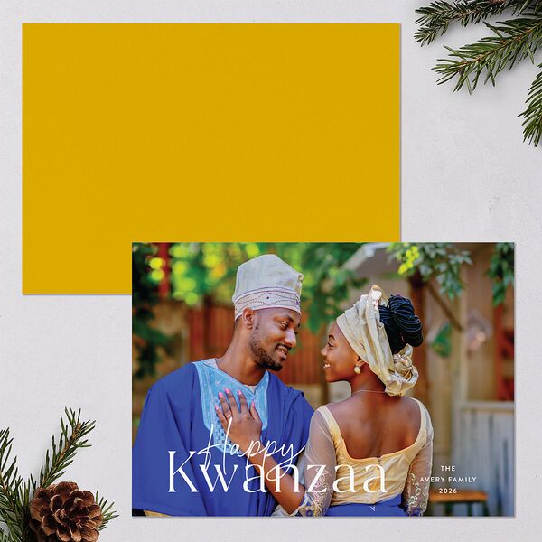 Happy Kwanzaa Holiday Cards Sunflower Signature Blank Landscape Standard