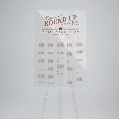 Western I Do BBQ Acrylic Seating Chart Large Saddle Standard Acrylic L Seating