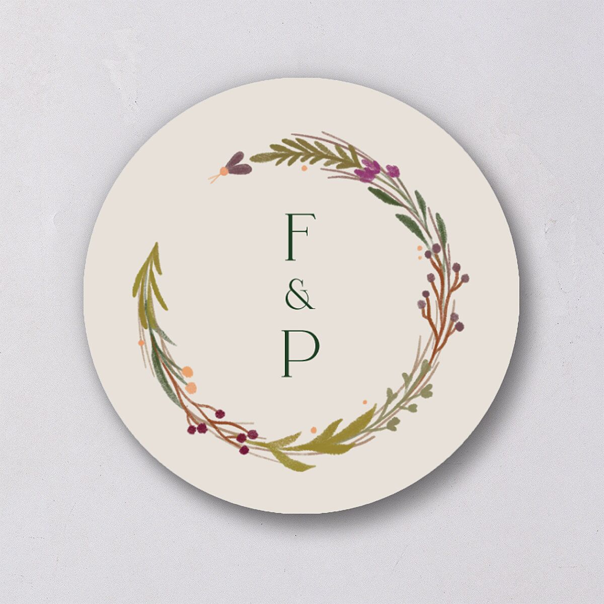 Mushroom Magic Wedding Stickers Mauve Circle
