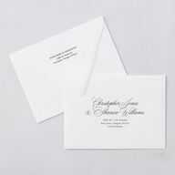 Elegant Old Money Script Photo Save The Date Card Euro Envelopes White Pure White Both Recipient and Return Addresses Luxe Signature