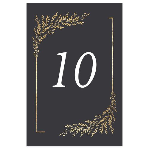 Exquisite Branches Botanical Table Numbers Gold Charcoal Signature