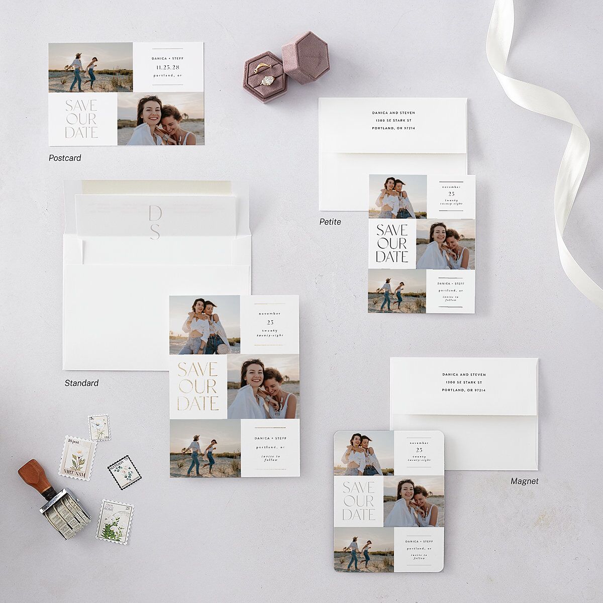 Windows Save the Date Petite Cards Pure White Signature smooth Blank No Standard