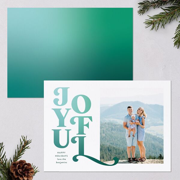 Retro Holiday Holiday Cards Sea Glass Signature Blank Standard Landscape