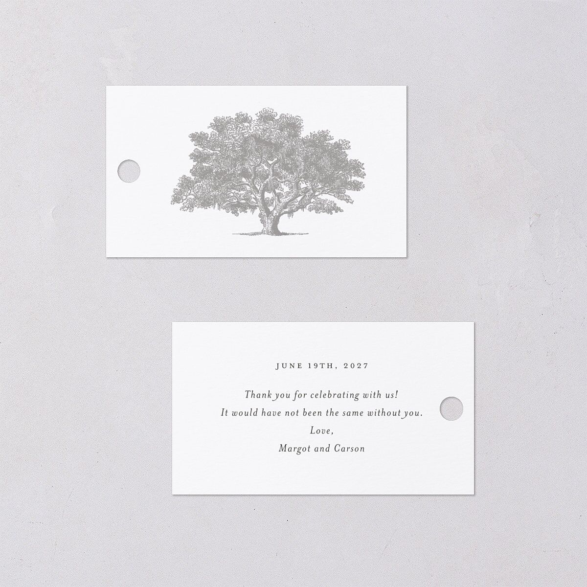 Southern Oak Tree Favor Gift Tags Pure White Signature