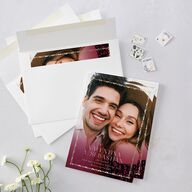 Hacienda Elegante Save The Date Cards Gold Raspberry Signature smooth Blank No Standard