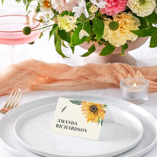 Sunflower Place Cards Cream Signature