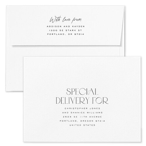 Metallic Edge Save The Date Card Envelopes Kraft Licorice Return Address Signature Standard