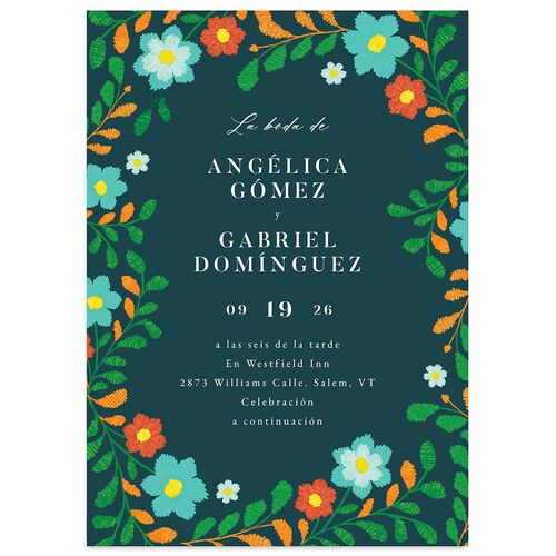 Mexican Bordados Florales Wedding Invitations Wave Signature Blank No Standard
