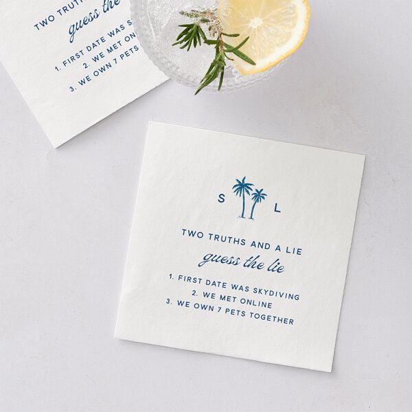 Cabana Stripes Bridal Shower Cocktail Napkins Lemon Napkin Uncoined