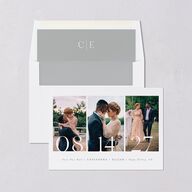 Triptych Photo Save the Date Cards Pure White Signature smooth Blank No Standard