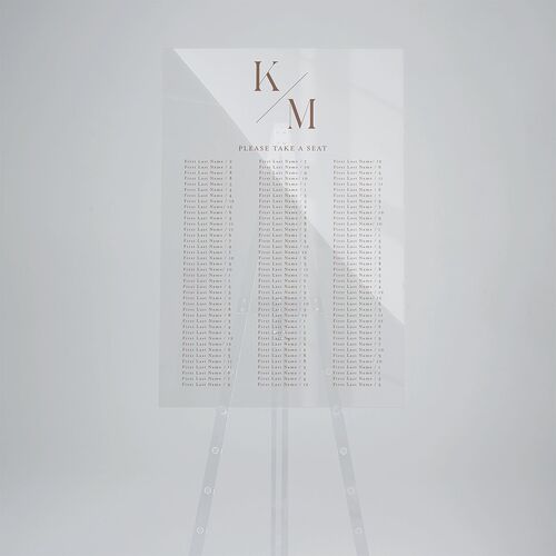 Monogram Slant Acrylic Seating Chart Large Fawn Standard Acrylic L Seating