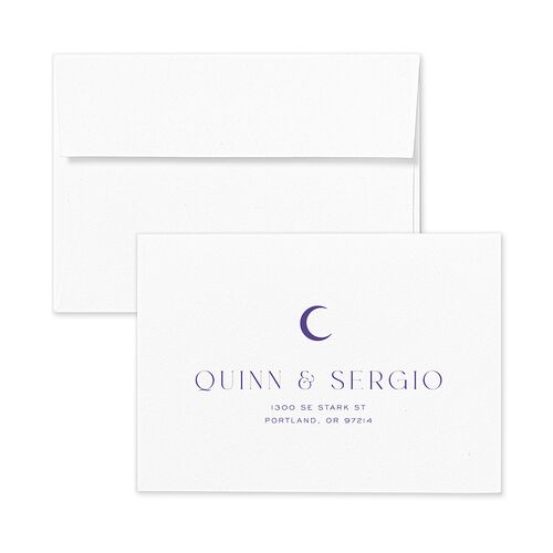Celestial Arch Wedding Response Card Envelopes Terracotta Jewel Purple Return Address Signature Standard