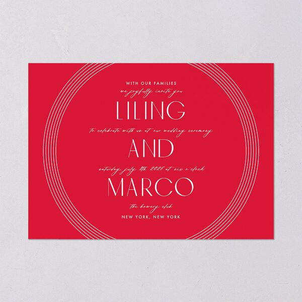 Lucky Circle Wedding Invitations  True Red Signature Blank No