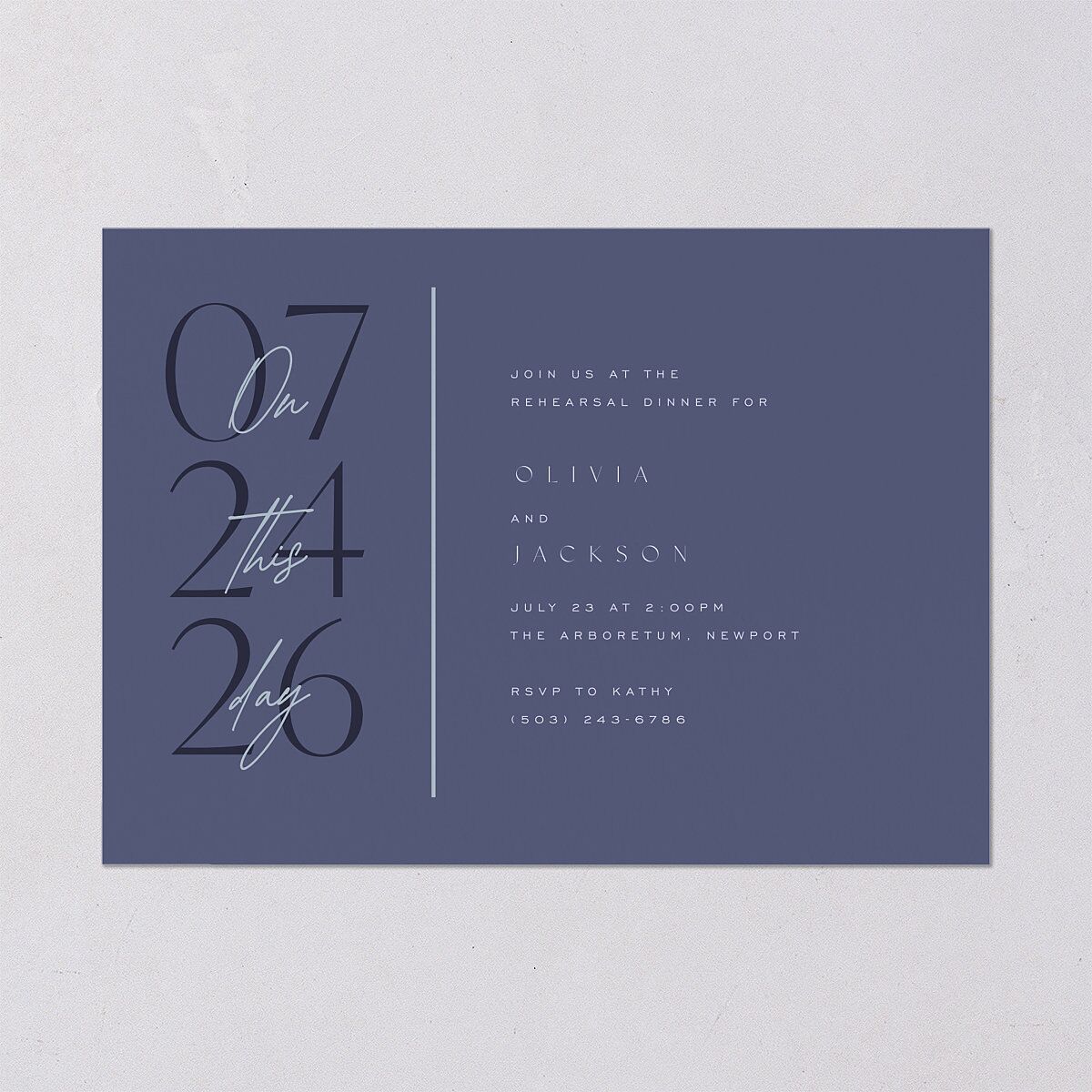 On This Day Rehearsal Dinner Invitations Midnight Navy Signature Blank