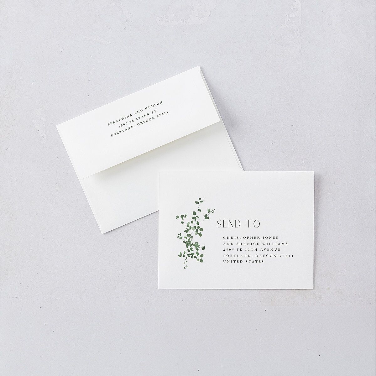 Cascading Florals Thank You Card Envelopes White Thyme Both Recipient and Return Addresses Signature Standard