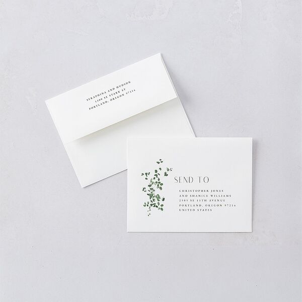 Cascading Florals Thank You Card Envelopes White Thyme Both Recipient and Return Addresses Signature Standard